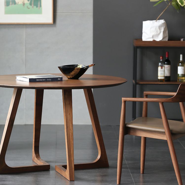 Round Double Pedestal Casual Dining Table Wood Color Fixed Table of Pinewood Solid Wood Clearhalo 'Dining Tables & Seating' 'Dining Tables' 'dining_table' 'furn' 'furn_dining_table' 'Furniture' 'furniture_dining_table' 'Kitchen & Dining Furniture' 'kitchen' 'kitchen_dining_table' 1200x1200_33cb93d0-8f90-470a-b6b8-c869776255f4