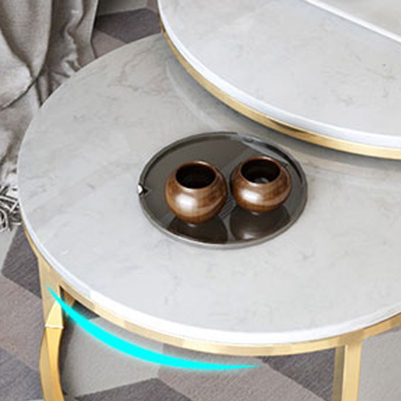 Frame Glam Simple Coffee Table Marble Round Cocktail Table Set Clearhalo 'Coffee & Accent Tables' 'Coffee Tables' 'coffee_tables' 'furn' 'furn_coffee_tables' 'Furniture' 'Living Room Furniture' 1200x1200_33cbda30-7ecb-4242-a2a6-d9b1ab1eec25
