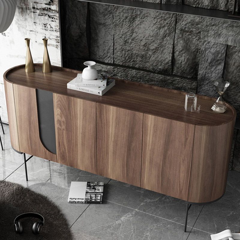 Wood Buffet Table Contemporary Style Side Board with Cabinets Clearhalo 'buffet_sideboard' 'Buffets & Sideboards' 'furn' 'furn_buffet_sideboard' 'Furniture' 'Kitchen & Dining Furniture' 1200x1200_33cd7408-7b64-4760-b1d3-b7839e868b20