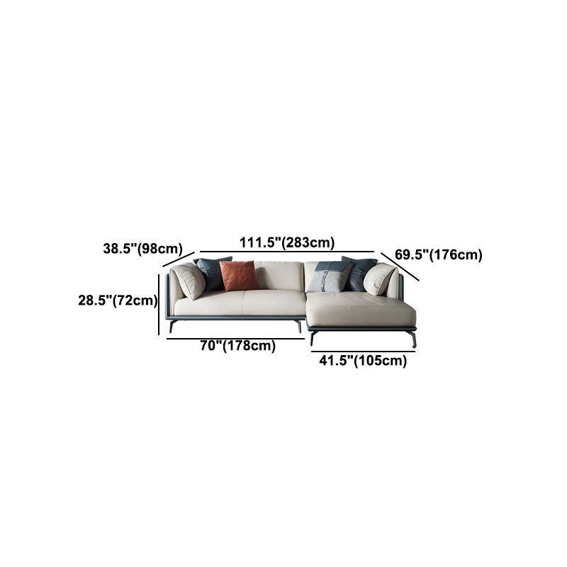 Genuine Leather Pillow Top Arm Sectional Sofa 28.35"High Cushion Back Sofa for Living Room Clearhalo 'furn' 'furn_sectionals' 'Furniture' 'Living Room Furniture' 'Sectionals' 1200x1200_33d0dcc7-195f-4135-83c3-c1aa7b911a7e