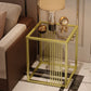 23.6" Tall Modern Square Glass Top Side Table Metal Frame End Table
