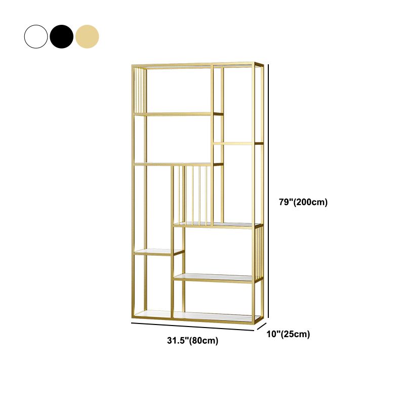 Modern Metal Bookcase with Rectangular Shelves Etagere Bookshelf , 9.8" W X 78.7" H