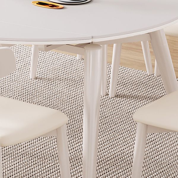 Zeitgenössischer runder ausziehbarer Stein Esstisch mit hölzernen Beinen