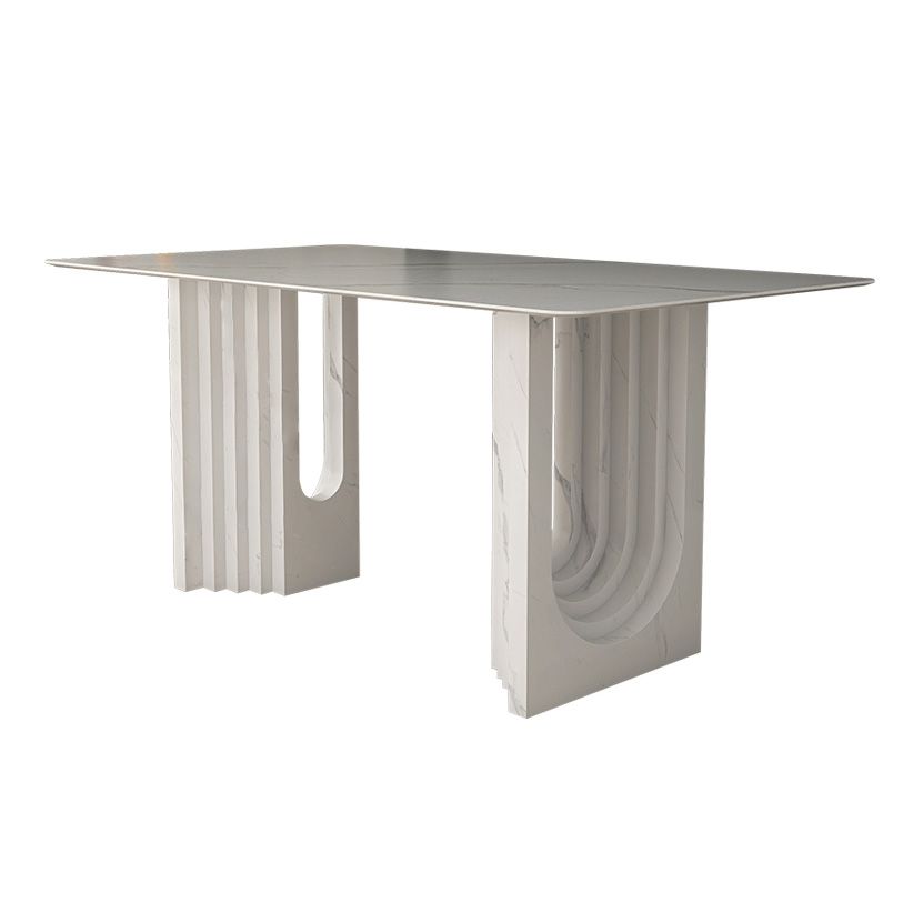 47.24''L Contemporary Sintered Stone Table White Dining Table with Double Pedestal Bases Clearhalo ' dining_table' 'Dining Tables & Seating' 'Dining Tables' 'furn' 'furn_dining_table' 'Furniture' 'furniture_dining_table' 'Kitchen & Dining Furniture' 'kitchen&dining_furn' 'kitchen' 'kitchen_dining_table' 1200x1200_33d469d4-7f21-4c70-9b55-1a2c7a8b87f4