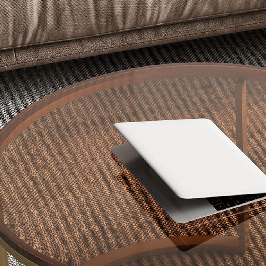 Modern Style Tempered Glass & Rock Sheet Top Gold Metal Base Round Coffee Table Clearhalo 'Coffee & Accent Tables' 'Coffee Tables' 'coffee_tables' 'furn' 'furn_coffee_tables' 'Furniture' 'furniture_coffee_tables' 'Living Room Furniture' 1200x1200_33d66026-dc04-467f-ae36-316e7dd00e08