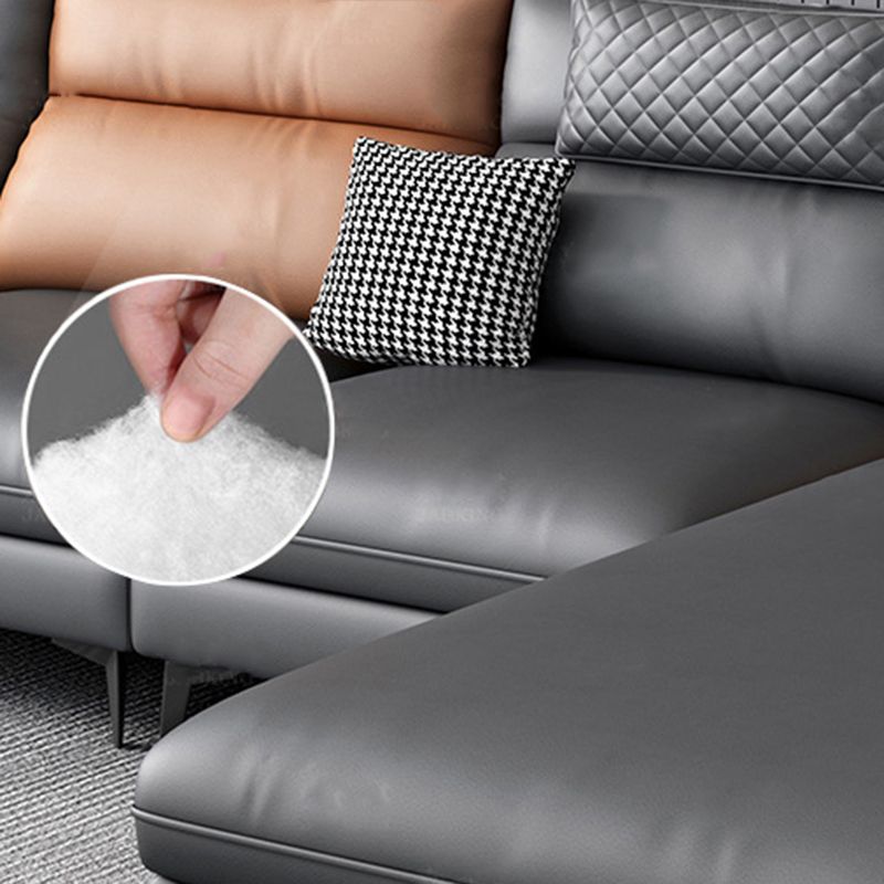 Contemporary Sofa Faux Leather Pillow Top Arm Sectional with Removable Cushions Clearhalo 'furn' 'furn_sectionals' 'Furniture' 'furniture_sectionals' 'kitchen' 'kitchen_sectionals' 'Living Room Furniture' 'Sectionals' 1200x1200_33d886ed-1a13-44ac-bc20-a00780bdd3ca