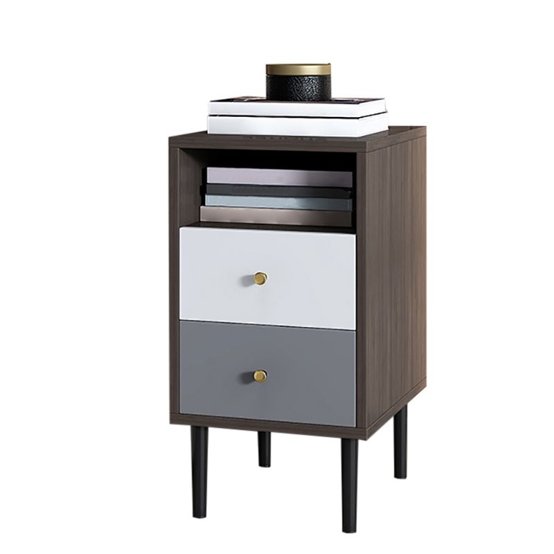 Contemporary Bed Nightstand Open Storage Night Table with 2 Drawers Clearhalo 'Bedroom Furniture' 'furn' 'furn_night_stand' 'Furniture' 'night_stand' 'Nightstands' 1200x1200_33d8d501-24b2-4042-9992-6a7e7eefeddb