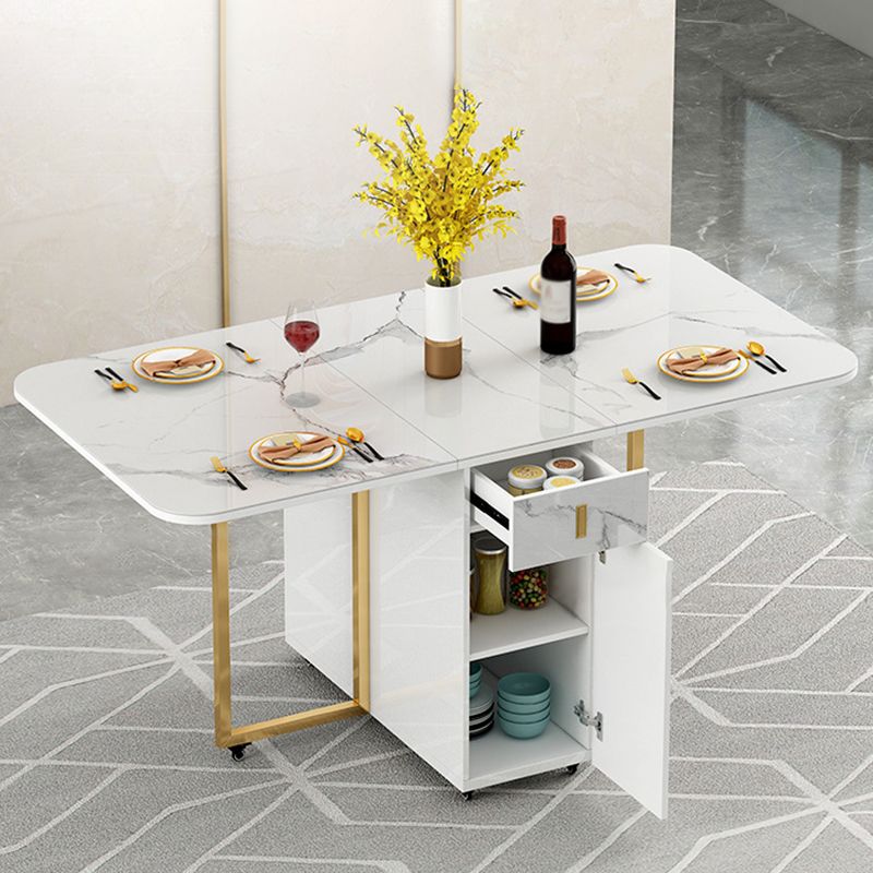 Modern Style Dining Table White Sintered Stone Drop-Leaf Dining Table for Home Use Clearhalo ' dining_table' 'Dining Tables & Seating' 'Dining Tables' 'furn' 'furn_dining_table' 'Furniture' 'furniture_dining_table' 'Kitchen & Dining Furniture' 'kitchen&dining_furn' 'kitchen' 'kitchen_dining_table' 1200x1200_33d976e1-6b97-4d65-831f-f68f9926d436