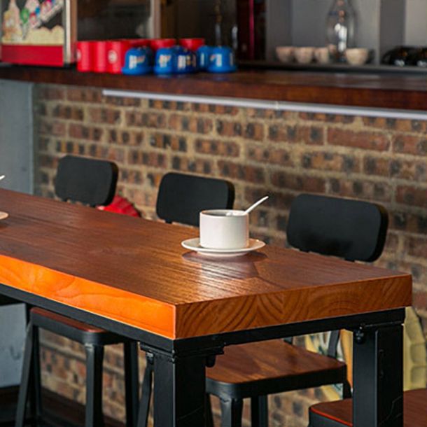 Solid Wood Bar Dining Table Industrial Bar Dining Table with Trestle Base in Black Clearhalo 'Bar Furniture' 'Bar Tables' 'bar_tables' 'furn' 'furn_bar_tables' 'Furniture' 'furniture_bar_tables' 'Kitchen & Dining Furniture' 1200x1200_33d9d391-f65f-4bc5-85b4-10c1e4fc8931