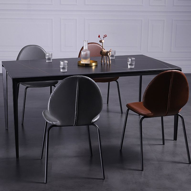 Sedia laterale contemporanea sedia da pranzo in pelle per uso domestico