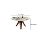 Round Convertible Dining Table Modern Stone Top Pedestal Table in Gold