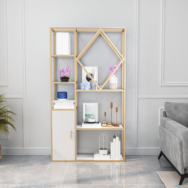 Modern Bookcase Gold Metal Open Back Shelf Bookcase with Shelves for Living Room Clearhalo 'Bookcases' 'furn' 'furn_bookcases' 'Furniture' 'Office Furniture' 1200x1200_33dc7f3b-bff9-4fc2-8e99-c4048736d0f2