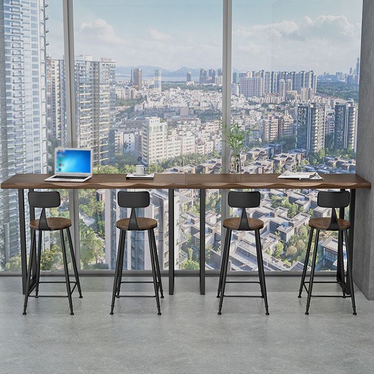 Tavolo da bar naturale e nero moderno tavolo da pranzo a barre in legno massiccio in legno massiccio