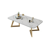 グラムスタイルの長方形スレートコーヒーテーブル17.7 "H鉄そりのカクテルテーブル