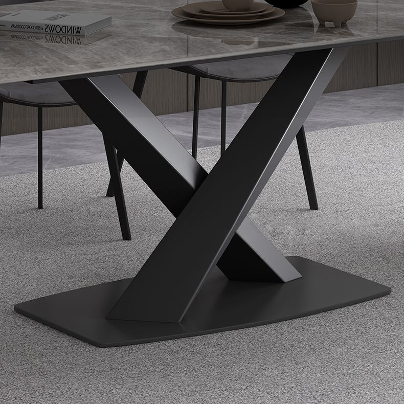 Simple Gray Sintered Stone Dining Table Kitchen Standard Dining Table with Pedestal Base Clearhalo ' dining_table' 'Dining Tables & Seating' 'Dining Tables' 'furn' 'furn_dining_table' 'Furniture' 'furniture_dining_table' 'Kitchen & Dining Furniture' 'kitchen&dining_furn' 'kitchen' 'kitchen_dining_table' 1200x1200_33e00a09-922e-41aa-9953-b34640799beb