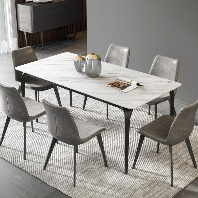 Stone Top Dining Table Traditional Luxury Dining Table with 4 Legs