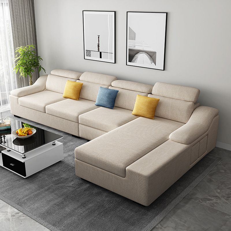 Linen 4-Seater Sectional Sofa with Sloped Arms for Living Room Clearhalo 'furn' 'furn_sectionals' 'Furniture' 'Living Room Furniture' 'Sectionals' 1200x1200_33e1b990-c545-467a-a4ae-83d2cc476600