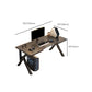 Wooden Writing Desk Antique Finish Computer Desk with Metal Legs