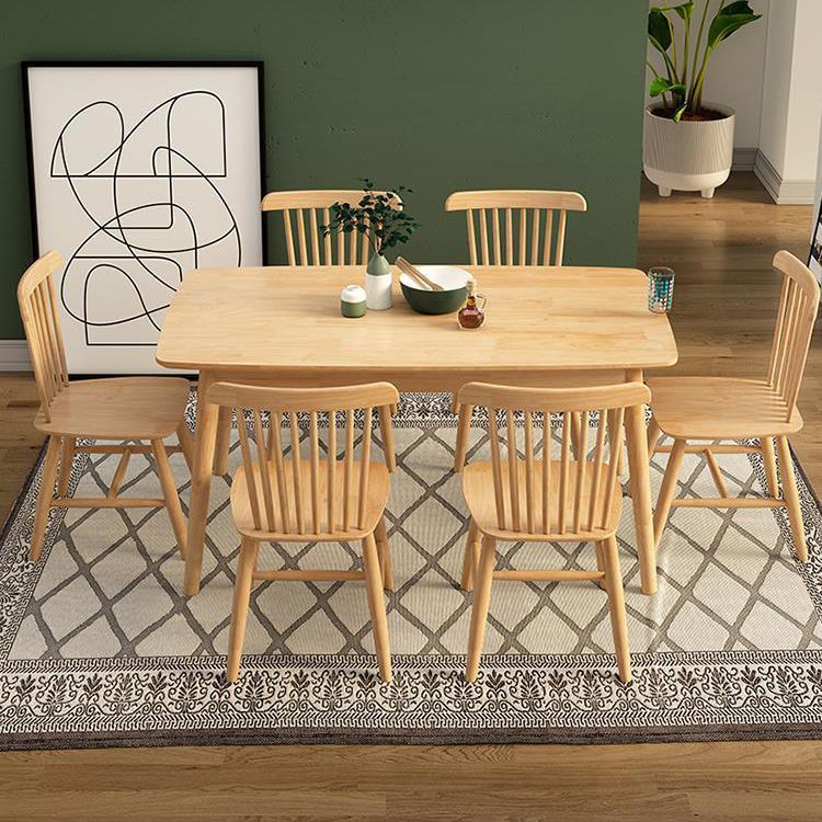 Table à manger en bois massif rectangulaire meubles modernes avec 4 jambes pour un usage domestique