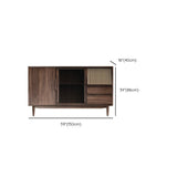 Sideboard marrone a buffet in legno massiccio contemporaneo con 2 cassetti