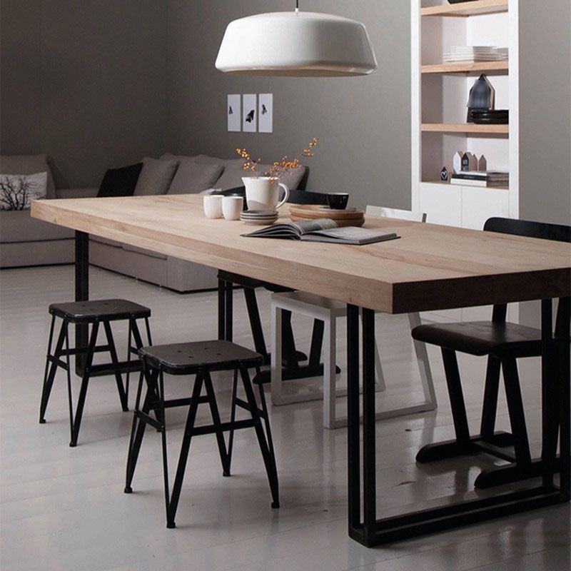 Solid Wood Top Dining Table Contemporary Dining Table with Sled Base in Black Clearhalo 'Dining Tables & Seating' 'Dining Tables' 'dining_table' 'furn' 'furn_dining_table' 'Furniture' 'furniture_dining_table' 'Kitchen & Dining Furniture' 'kitchen' 'kitchen_dining_table' 1200x1200_33e47042-88da-4a0c-bb38-e14d0f115b40