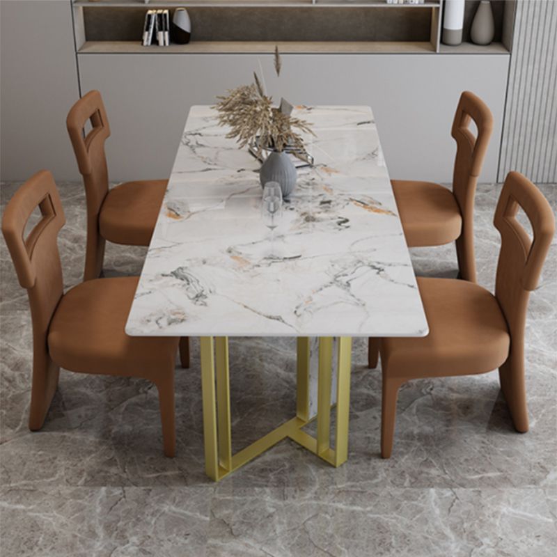 Glam Style Dinette Set 1/5 Pcs Rectangle Stone Dinette Table with Dining Chair Clearhalo 'Dining Room Sets' 'Dining Tables & Seating' 'dining_room_set' 'furn' 'furn_dining_room_set' 'Furniture' 'Kitchen & Dining Furniture' 1200x1200_33e71064-df6b-4138-b27f-0dd1c52b8d8b