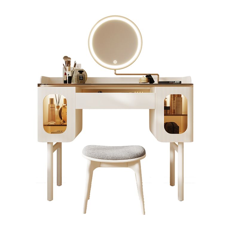 Tabouret de basse-coiffure de rangement de vanité de maquillage en verre ensemble avec tiroir