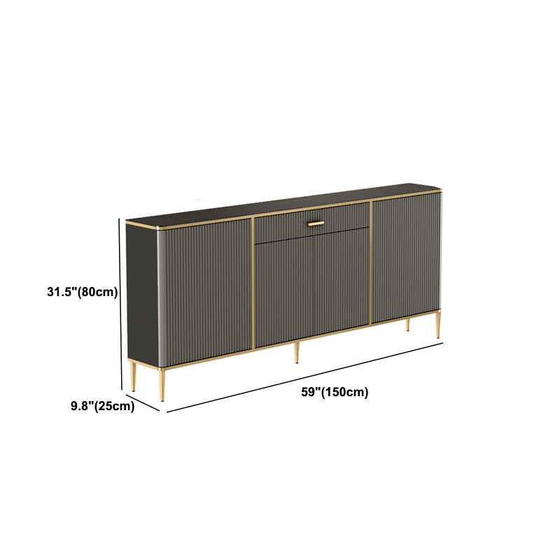 Glam Dark Gray Credenza Sintered Stone Top Sideboard Cabinet for Dining Room Clearhalo 'buffet_sideboard' 'Buffets & Sideboards' 'furn' 'furn_buffet_sideboard' 'Furniture' 'Kitchen & Dining Furniture' 1200x1200_33e7f98f-559b-4267-9de8-9ebfbd988bda
