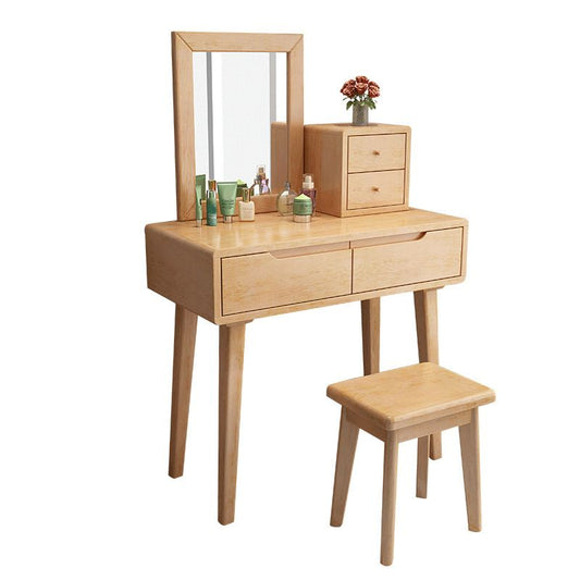 4 cassetti vanità vanità da 15,74 "Vanity in legno massiccio con sgabello