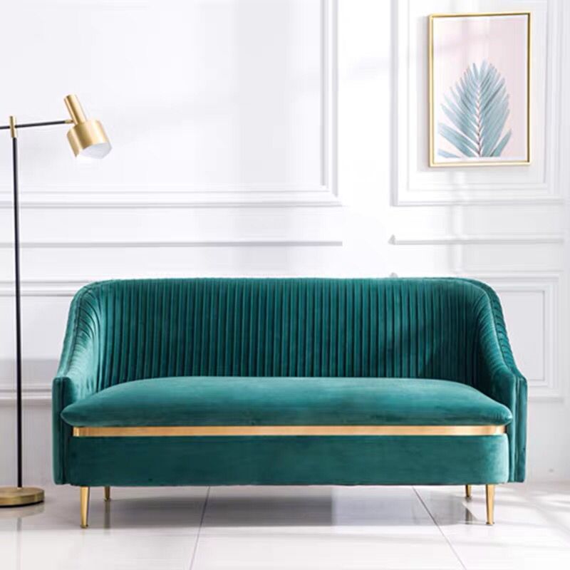 Eigentijdse fluwelen bank met Swen Pillow Back en Slopped Arm