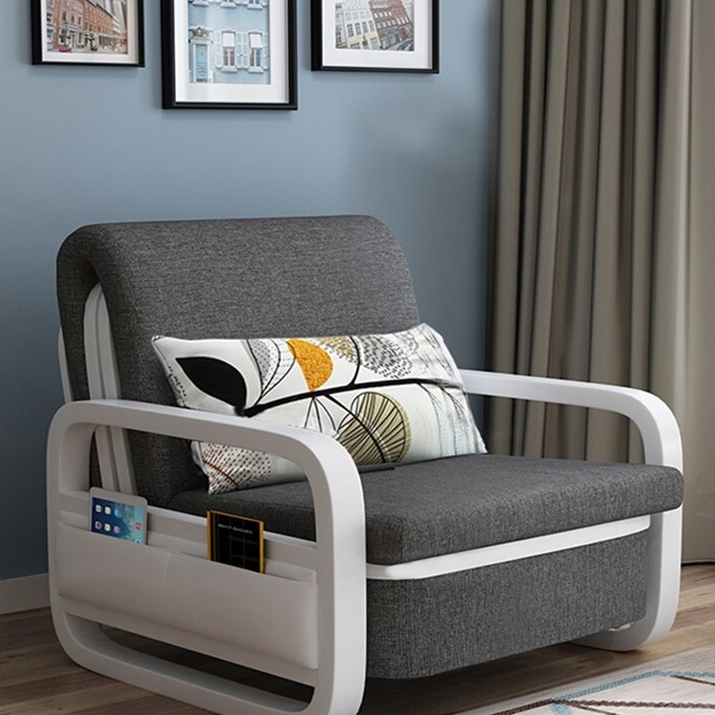 Contemporary Square Arm Convertible Cotton Blend Bed Sofa Couch in Grey Clearhalo 'furn' 'furn_sofas' 'Furniture' 'Living Room Furniture' 'Sofa' 'sofas' 1200x1200_33e8d159-b678-40f2-8c86-a8eb5b6e9918