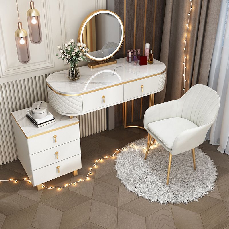 Glam Wood Vanity Dressing Table with Drawers in White Dressing Table Clearhalo 'Bedroom Furniture' 'furn' 'furn_makeup_vanities' 'Furniture' 'Makeup Vanities' 'makeup_vanities' 1200x1200_33e90b39-4753-4fd3-ae31-8dfc3cbda70b