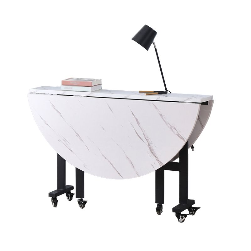 Metal Contemporary Round Dining Table High Gloss White Wood Top Table with Drop Leaf Clearhalo ' dining_table' 'Dining Tables & Seating' 'Dining Tables' 'furn' 'furn_dining_table' 'Furniture' 'furniture_dining_table' 'Kitchen & Dining Furniture' 'kitchen&dining_furn' 'kitchen' 'kitchen_dining_table' 1200x1200_33e91b88-77d1-46fb-8dd7-95821d253f12