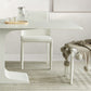 Mesa de comedor de piedra blanca y acero, mesa de comedor informal con pedestal rectangular