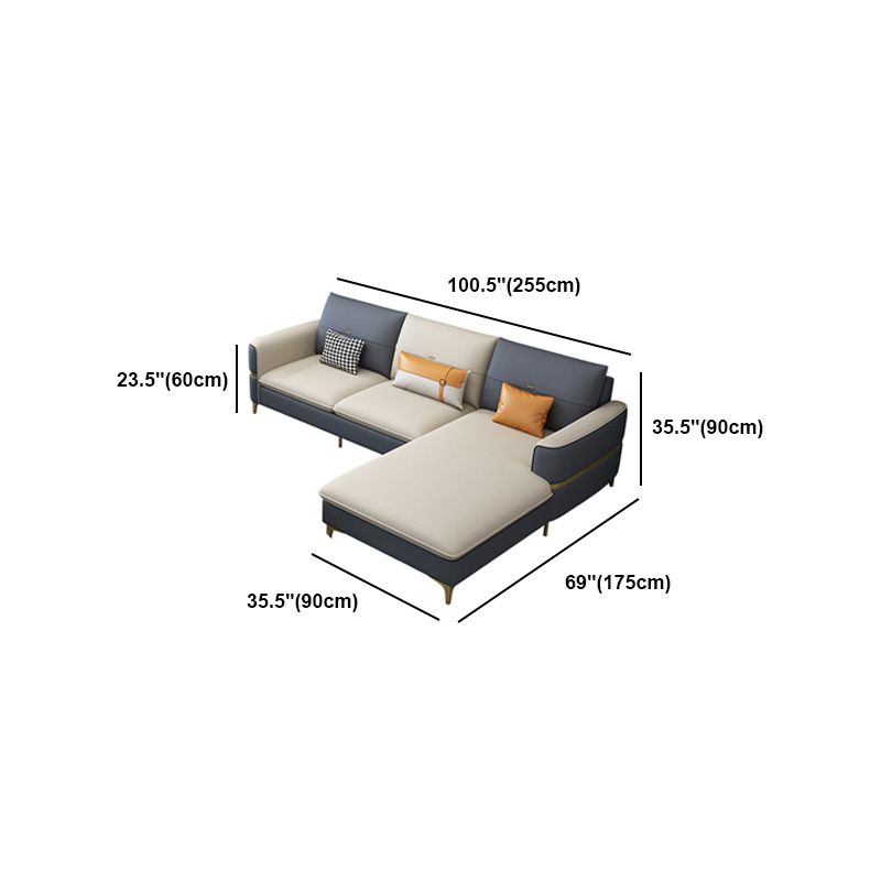 Sofá de brazo cuadrado de cuero de forma escandinava con 2 almohadas