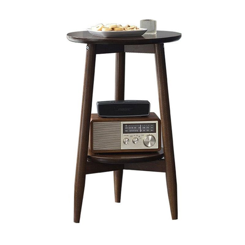 Solid Wood Round Top Side Table 23.6" Tall 3 Legs End Table with Shelf Clearhalo 'Coffee & Accent Tables' 'End & Side Tables' 'end_side_tables' 'furn' 'furn_end_side_tables' 'Furniture' 'Living Room Furniture' 1200x1200_33ec5cce-e932-40c6-a3aa-169b64b1f18f