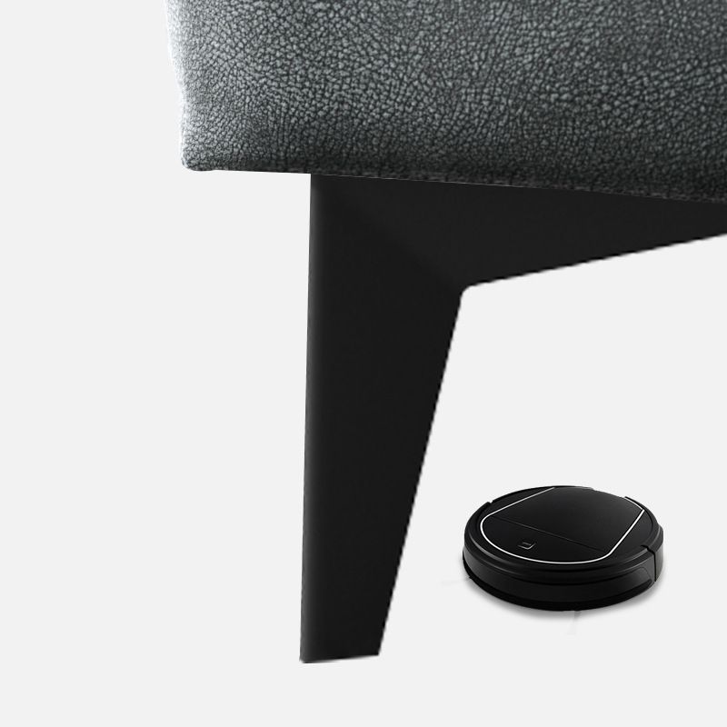 Grijs standaardbed met rechthoekig paneelhoofdeinde en metalen benen