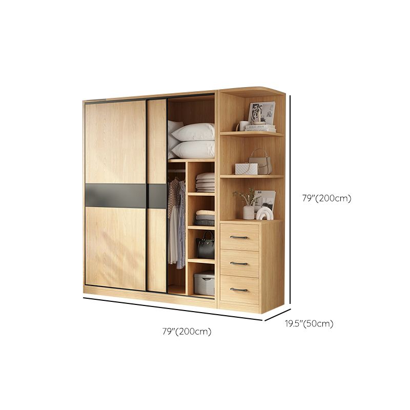 Modern Pine Solid Wood Wardrobe Freestanding Wardrobe with Soft Close Doors Clearhalo 'Armoires & Wardrobes' 'armoires_wardrobes' 'Bedroom Furniture' 'furn' 'furn_armoires_wardrobes' 'Furniture' 1200x1200_33f13b59-0966-4b40-946b-f850bb95da84