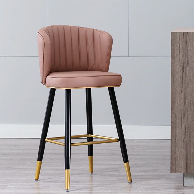 Scandinavian Footrest Checkout Counter Stool Matte Finish PU Leather Barstool Clearhalo 'Bar Furniture' 'Bar Stools' 'bar_stools' 'furn' 'furn_bar_stools' 'Furniture' 'Kitchen & Dining Furniture' 1200x1200_33f2170f-ae7a-432b-b206-f4ddf0491977