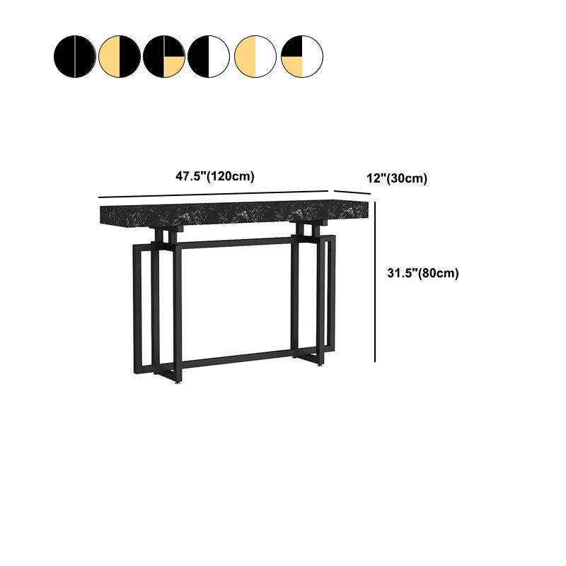 Console resistente alla macchia di rettangolo di marmo glam in nero/bianco