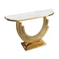 Tavolo console di marmo glam mezza luna tavolo accento in acciaio inossidabile per sala