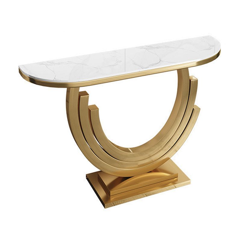Tavolo console di marmo glam mezza luna tavolo accento in acciaio inossidabile per sala