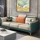 Stain-Resistant Faux Leather Sofa Living Room Green and Beige Couch with Flared Arms Clearhalo 'furn' 'furn_sofas' 'Furniture' 'furniture_sofas' 'Living Room Furniture' 'Sofa' 'sofas' 1200x1200_33f54876-c183-4cba-8822-1bb3d562347e