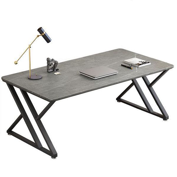 Escritorio de oficina moderno de 1 estante Stone 29.53 "de alto escritorio de escritura con patas de hierro