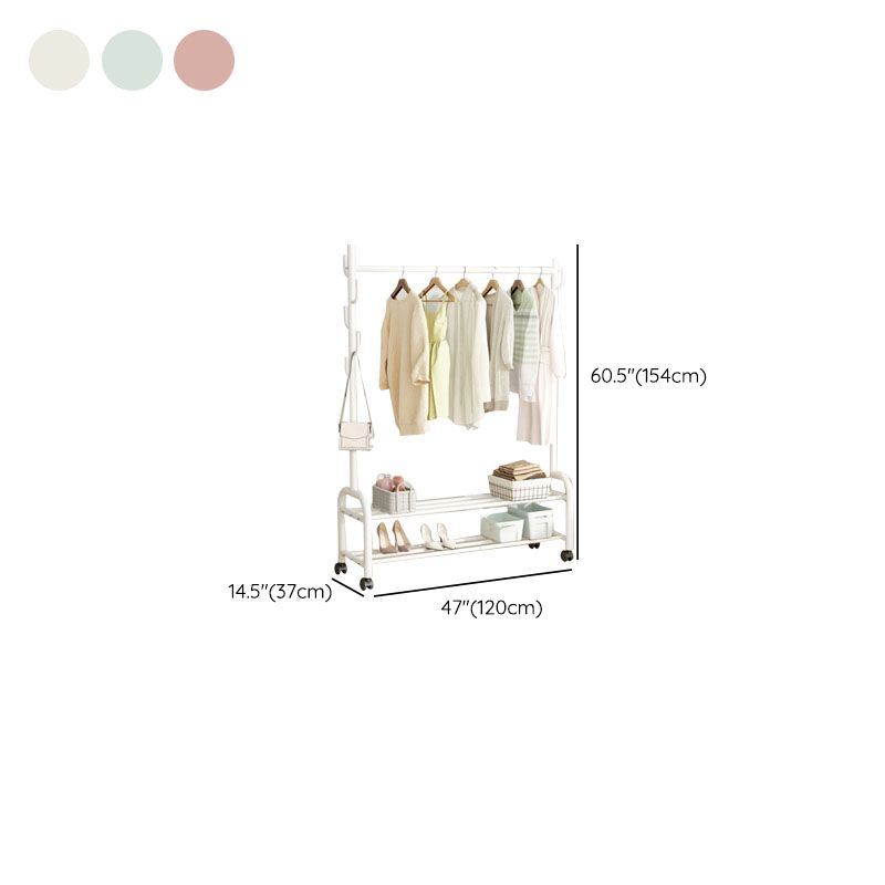 Perchera de metal de pie contemporáneo con estantería de almacenamiento con estantería de almacenamiento