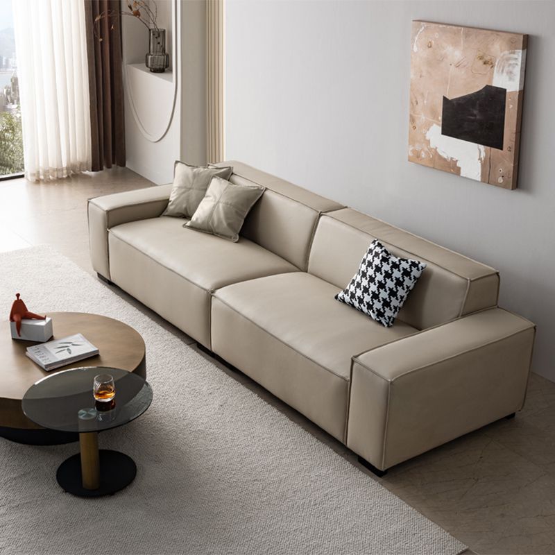 Contemporary White Cushions Square Arm Living Room Genuine Leather Seating Clearhalo 'furn' 'furn_sofas' 'Furniture' 'Living Room Furniture' 'Sofa' 'sofas' 1200x1200_33f93a09-c60e-4197-85d0-d1c666132799
