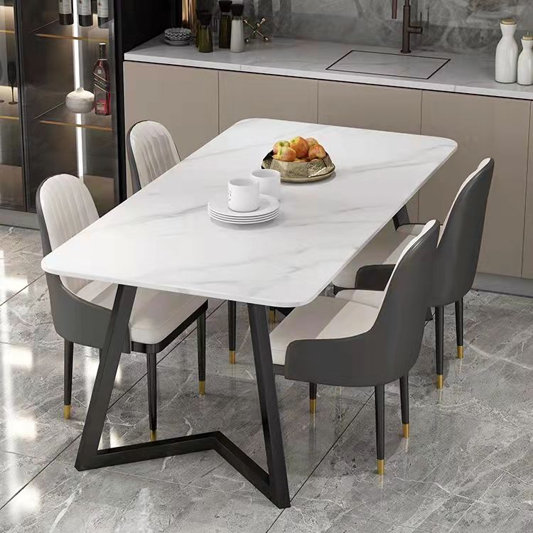Modern 1/4/5/7 Pieces Dining Set Sintered Stone Dining Table with Leather Chairs Clearhalo 'Dining Room Sets' 'Dining Tables & Seating' 'dining_room_set' 'furn' 'furn_dining_room_set' 'Furniture' 'furniture_dining_room_set' 'Kitchen & Dining Furniture' 'kitchen&dining_furn' 'kitchen' 1200x1200_33f9c2bb-f8ea-4aa5-a621-05b69ad50566