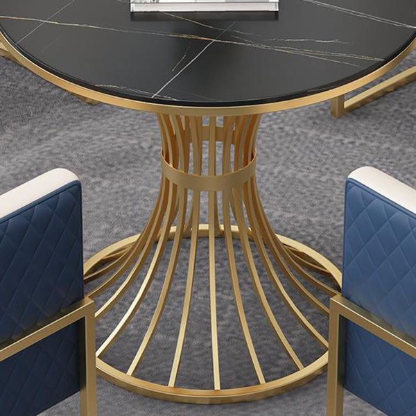 Matte Finish Stone Top Dinette Table for Home Traditional Luxury Round Dining Table Clearhalo 'Dining Tables & Seating' 'Dining Tables' 'dining_table' 'furn' 'furn_dining_table' 'Furniture' 'Kitchen & Dining Furniture' 1200x1200_33fa0e63-f6a7-4d43-84e4-6ee57034a2db