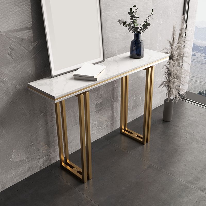 Mesa de mármol contemporáneo 4 patas console mesa rectángulo de sofá resistente a los rasguños