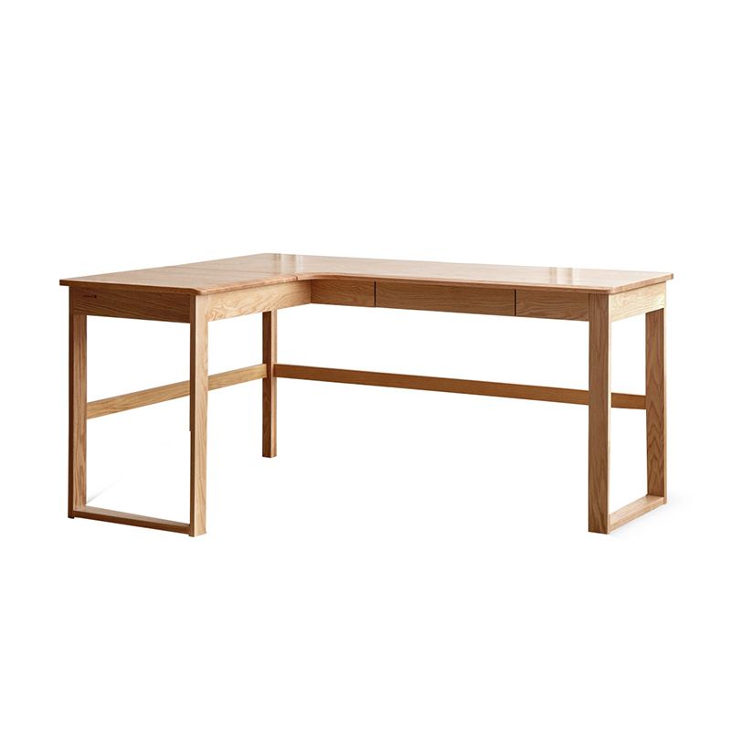 OAK L-Shape Home Writing Desk Drawer Cable Management Computer Ordink